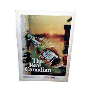 1970 Molson Canadian Beer Print Ad The Real Canadian